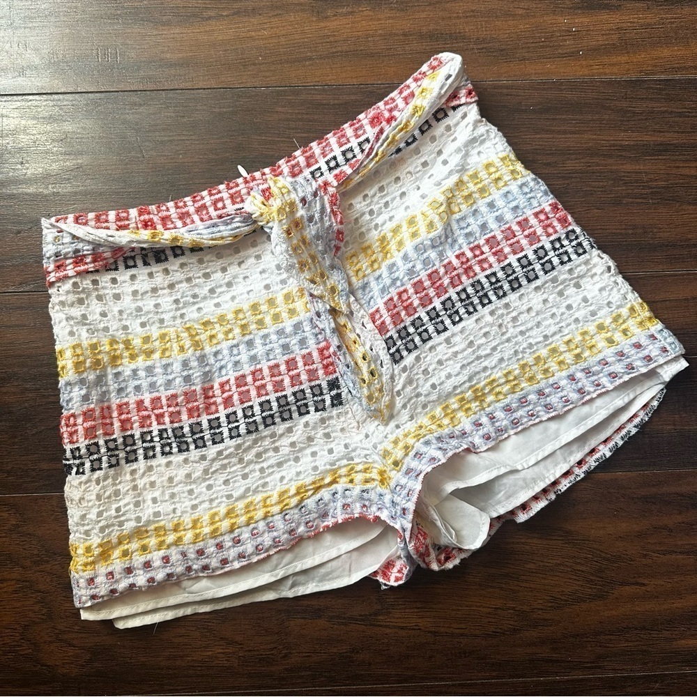 Amanda Uprichard Colorfull Embroidered Poplin Shorts